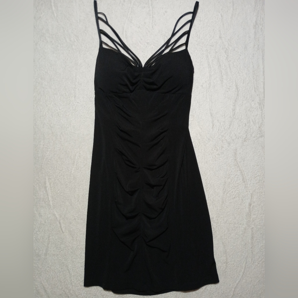 BCX Black Strappy Midi Dress L